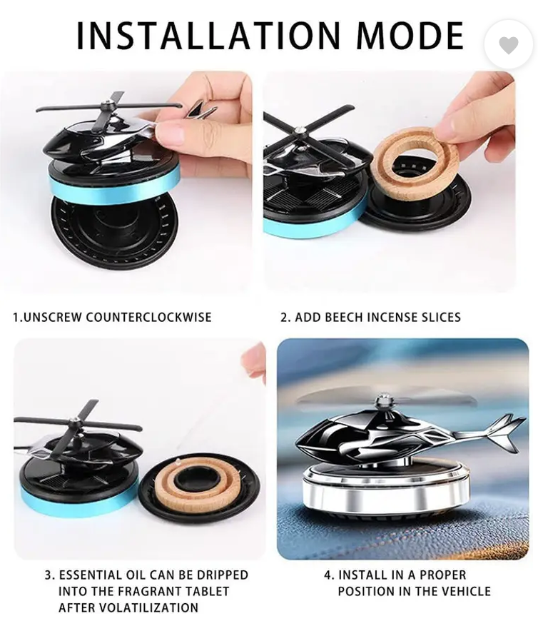 -Helicopter-A528  (100 g) Car Solar Air Freshner Automatic Rotating Diffuser.