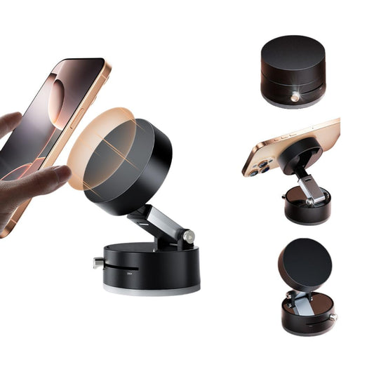 Vacuum Magnetic Suction Phone Holder, 360° Rotating Magnetic Phone Holder. Adjustable Electric Vacuum Magnetic Car Phone Mount with Telescopic Structure(Black)