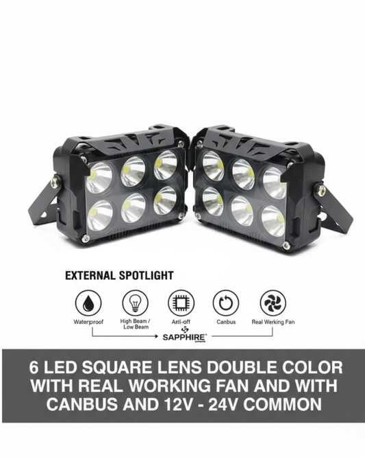 Sapphire LED Double Color (White + Yellow) External Spotlight with Cooling Fan (12V/24V)